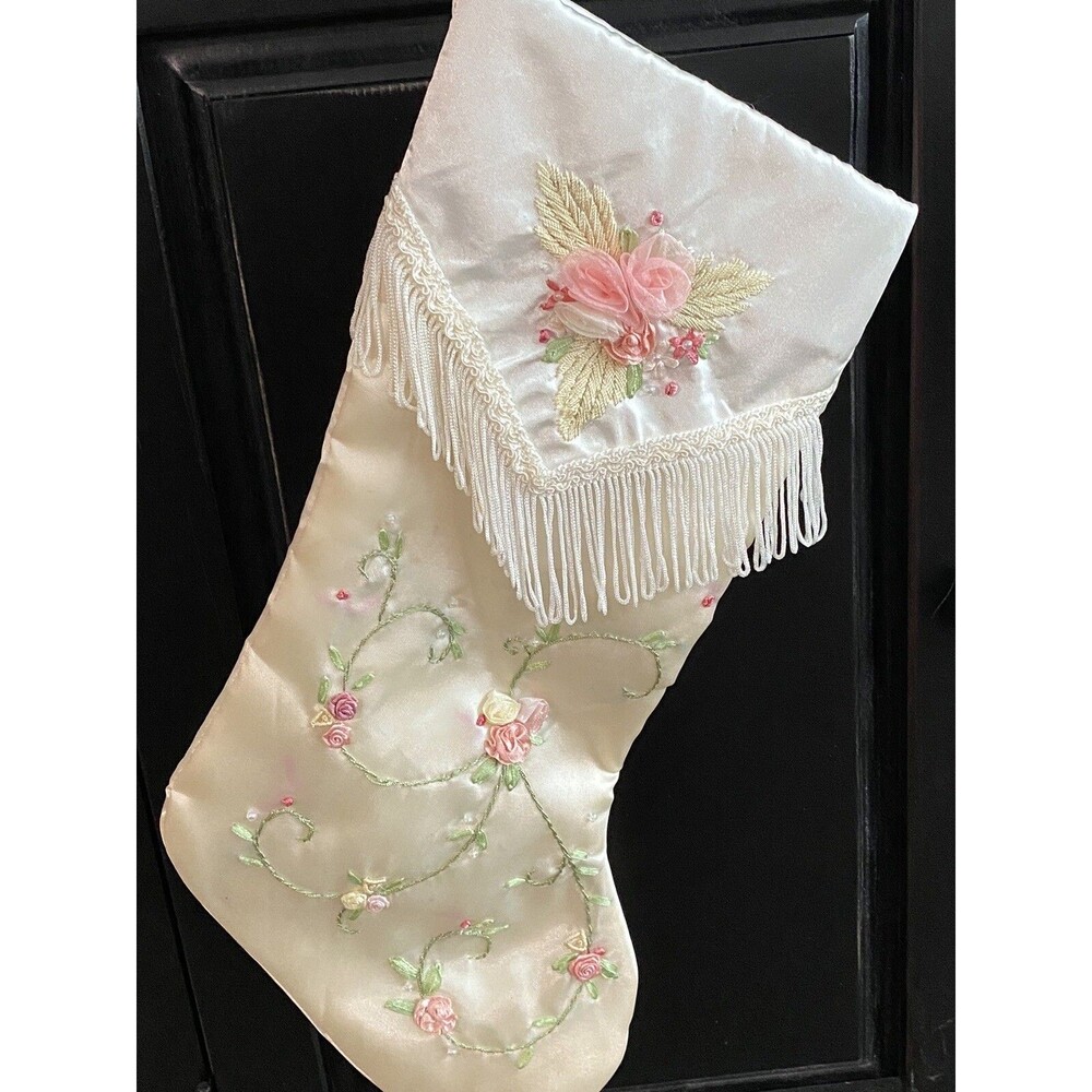 Christmas Stocking Victorian Style Embellished Large 18” Unbranded